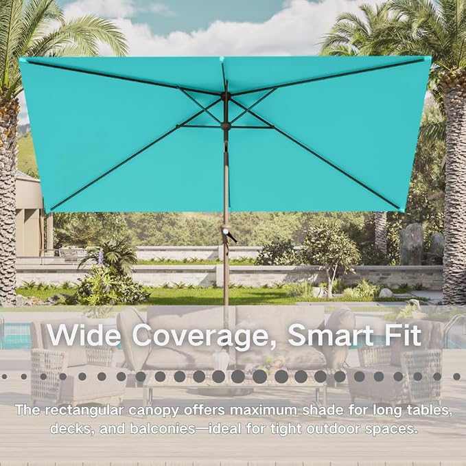 6.5' x 10' Rectangular Patio Umbrella Large Outdoor Market Umbrella w/UV - Image 7