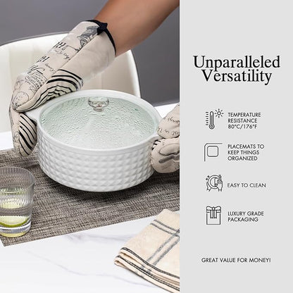 Placemats Set of 4 - Easy Clean Woven Vinyl Placemats for Dining Table, Indoor/Outdoor Place Mats, Washable PVC Table Mats（Cappuccino）
