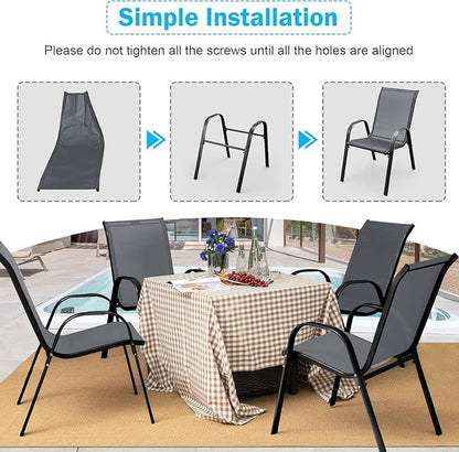 MEDIMALL Patio Chairs, Stackable Patio Chairs Set of 4, Outdoor Dining Chairs - Image 8