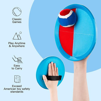 EVERICH TOY Upgraded Toss and Catch Ball Game Set, Kids Toy Stocking Stuffers for Boys Girls Ages 3-12, Includes 2 Paddles 2 Sticky Balls, Water-Resistant Indoor Outdoor Toy for Beach Pool Yard