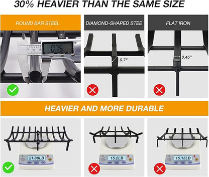 24 Inch Fireplace Grates of Metal, Solid Round Steel 3/4" Bar Grate for Fire Pit, Firewood Stove Log Holder Rack