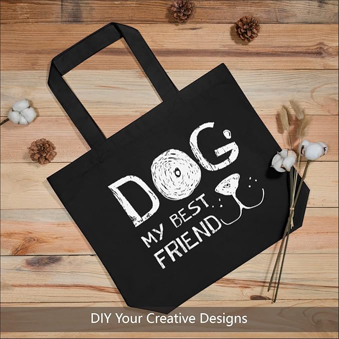 TOPDesign 6-Pack Super Strong Large 12oz Cotton Canvas Tote Bags, Reusable Grocery Shopping Cloth Bags, Fashionable Two-Tone Totes for Crafts, DIY Your Creative Designs