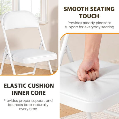 8 Pack Padded Folding Chairs, Portable Metal Foldable Chairs - Image 5