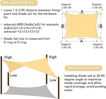 Shade&Beyond 8'x16' Sun Shade Sail Canopy Rectangle, UV Block Breathable Curved - Image 6