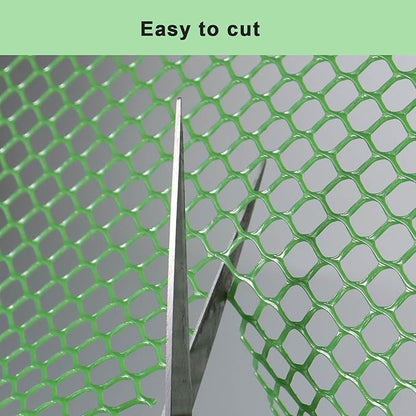 vensovo Plastic Wire Mesh Fence 16IN x 10FT Roll - Green Chicken Wire Fencing for Poultry, Gardening Barrier, Balcony Guard for Cats and Dogs, Floral Craft Mesh with 20 Zip Ties