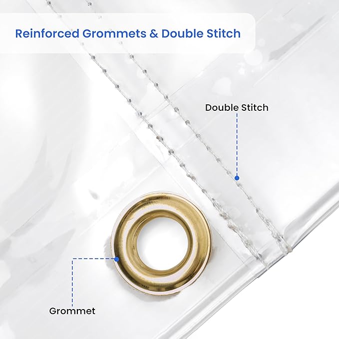 Covers & All Outdoor Clear Tarp Curtain, 18oz Clear Outdoor Curtains for Patio, Waterproof & Tear Proof Transparent PVC Vinyl Tarp with Rustrpoof Grommets for Porch, Gazebos, Balcony (4'H x 9'W feet)