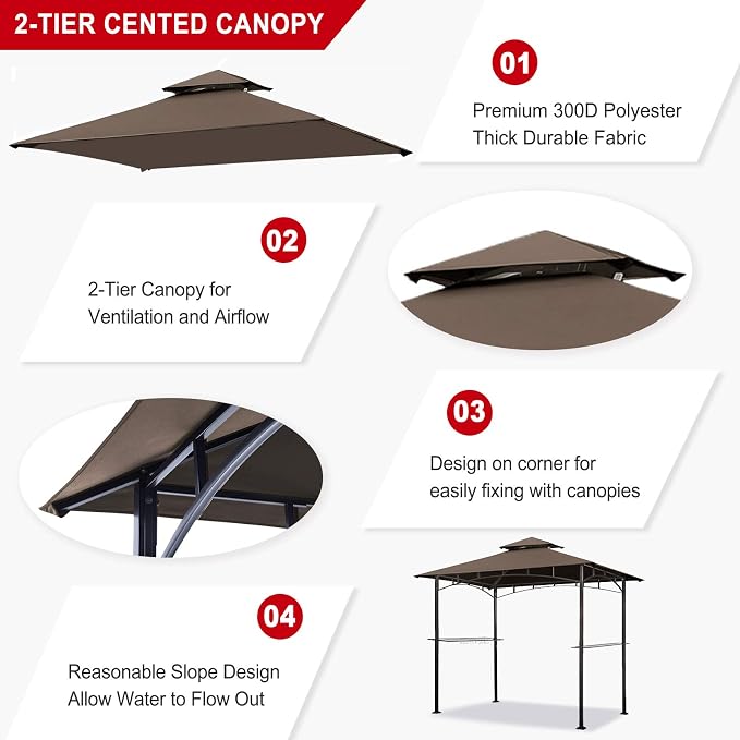 Eurmax USA High Performance Grill Gazebo Canopy Replacement Cover 5x8 BBQ - Image 4