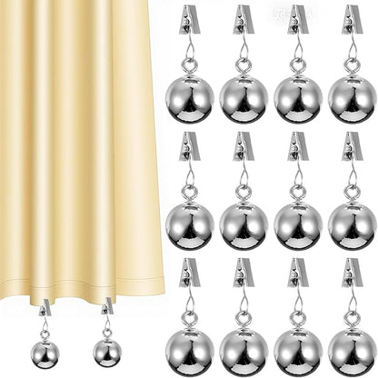 12 Pcs Heavy Duty Tablecloth Weights Spherical Stainless Steel Balls with Clips for Outdoor Tables, Curtains, Flags