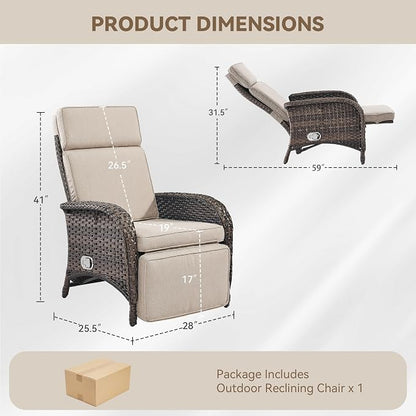 Zero Gravity Wicker Patio Recliner Chairs Set of 2 - Image 2