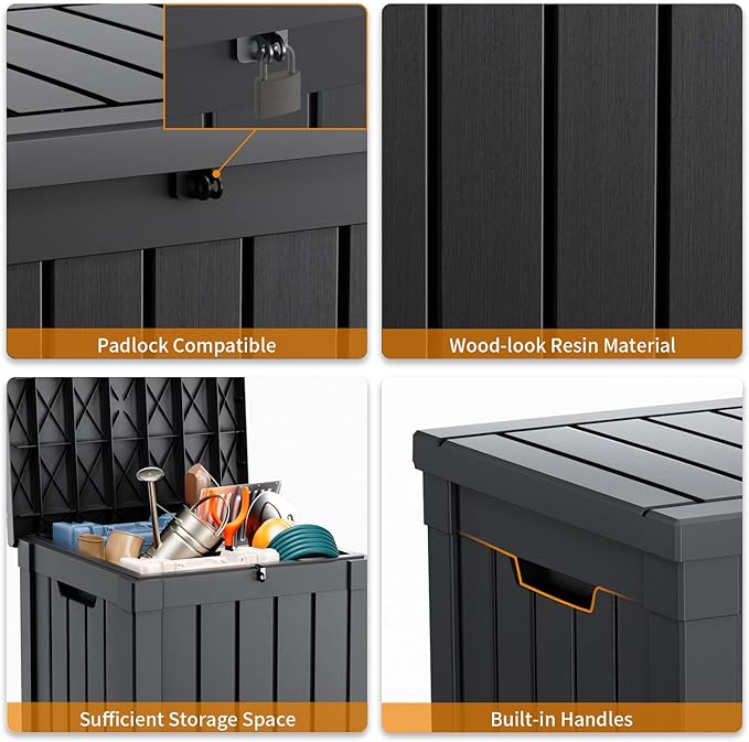 ROJIK 51 Gallon Resin Deck Box, Lockable Waterproof Weatherproof Outdoor - Image 5