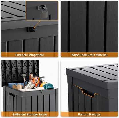 PatioZen 52 Gallon Deck Box Outdoor, Weatherproof Resin Patio Storage Box - Image 4