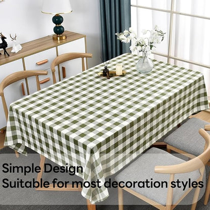 Gingham Tablecloth Rectangle Table Cloth Heavy Duty Cotton Checkered Table Cover for Spring Picnic Kitchen Dining(C-Sage Green, 52x98 inch)