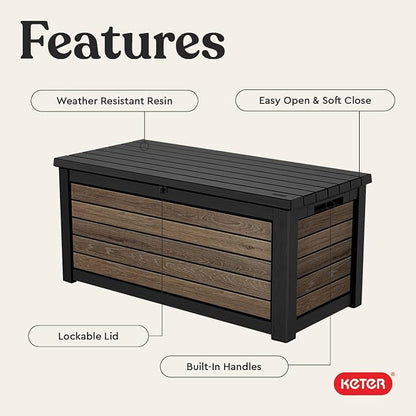 Keter Signature Collection 165 Gallon Resin Deck Box Organization and Storage - Image 4