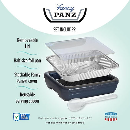 Fancy Panz - Red Classic Aluminum Foil Pan Carrier with Lid - Elevated Food Serving Tray - Portable Casserole Carrier with Lid - Made in The USA Hosting Essentials