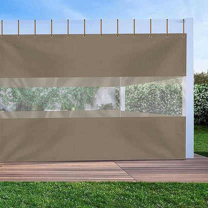 Covers & All Outdoor Clear Panel Curtain, 12 oz Vinyl Outdoor Curtains for Patio, Weather Resistant Waterproof Tarp with Brass Grommets for Pergola, Porch, Gazebos, Balcony (12'H x 9'W Feet, Beige)