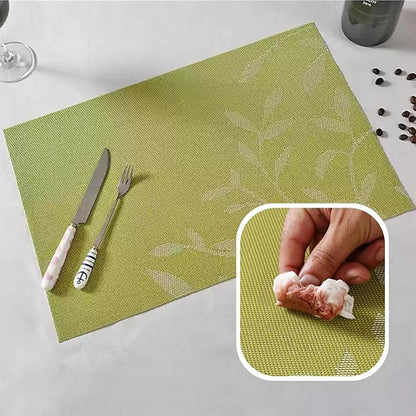 Leaf Placemats Set of 8, Non-Slip Heat-Resistant 18" x 12" Vinyl Washable Placemats for Kitchen Indoor Outdoor Party Birthdays Weddings Decoration (Purple)