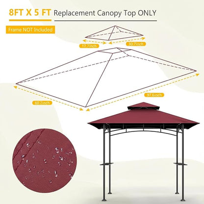 Grill Gazebo Canopy Replacement, 5 x 8 Ft, UV Resistant, Water Resistant - Image 2