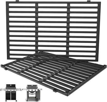 Cast Iron 7638 Grill Grates Replacement Parts for Weber Spirit I/II 300 Series Gas Grill, Cooking Grate for Spirit E/S-310 E/S-320 E/S-330 Spirit 700, Genesis 1000-3500, Silver Gold Platinum B/C,17.5"