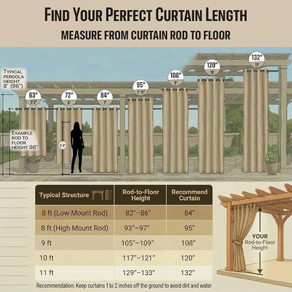 Waterproof Outdoor Curtain W52 x L63 - Image 3