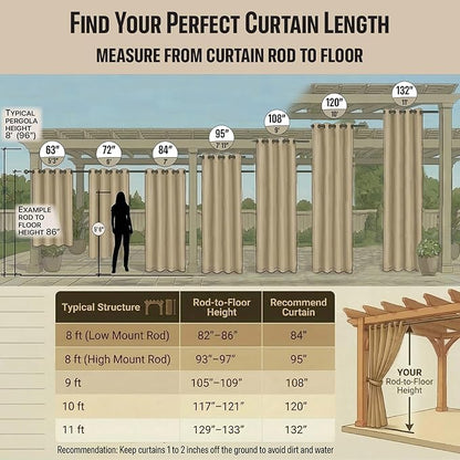 DIVA EN CAMINO DEC Outdoor Patio Curtain Waterproof Darkening Thermal Insulated - Image 3
