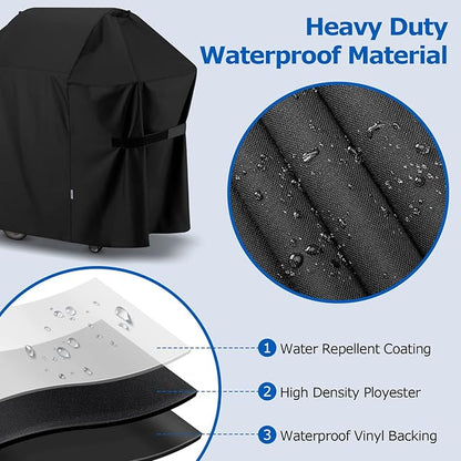 SunPatio BBQ Grill Cover 52 Inch, Outdoor Durable Waterproof Gas Barbecue Cover, Compatible for Weber Spirit 200 and 300 Series, Charbroil and Kenmore Grills, Compared to Weber 7106, 52" x 26" x 43"H