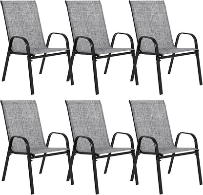 Patio Chairs Set of 6, Breathable Textilene, Weatherproof Frame, Quick Setup - Image 7