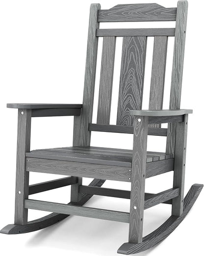 SERWALL Outdoor Rocking Chair, HDPE Rocking Chair Outdoor, Unique Gray by SERWALL