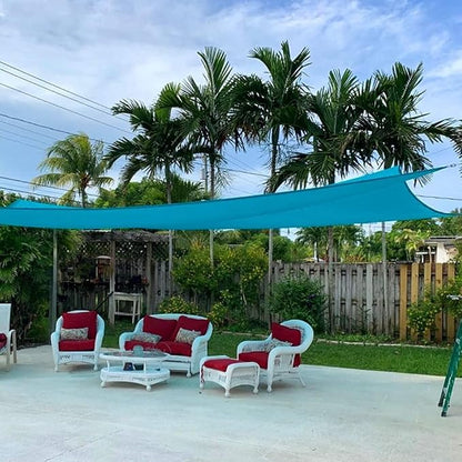 Quictent Sun Shade Sail for Patio w/Hardware Kit 185GSM 20x20ft Turquoise | - Image 8