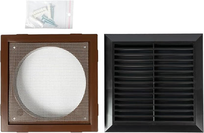 Black 6" Inch Ventilation Grille - Inside/Outside use - (Flange 5.9"Ø/Cover 8"x8") - Air Vent Louver - Exhaust Hood - Available 3 Sizes / 4 Colors.