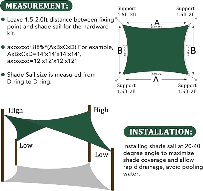 Shade&Beyond 8'x20' Sun Shade Sail Canopy Rectangle, UV Block Breathable Curved - Image 6