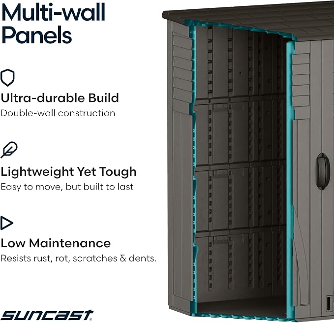 Suncast 54 Cu Ft Medium Vertical Storage Shed, Made in USA - Image 7