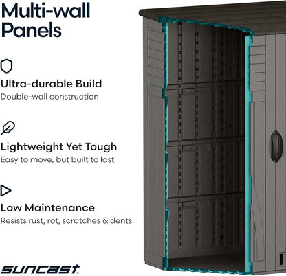 Suncast 54 Cu Ft Medium Vertical Storage Shed, Made in USA - Image 7