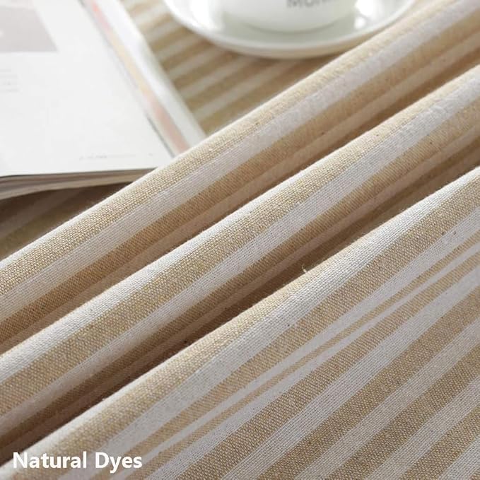 TruDelve Cotton Table Cloth Square Tables Beige Striped Tablecloths Fall Outdoor Tablecloth for Picnic Table Cover (Beige,55"x55",Square)