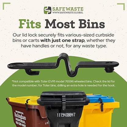 Push Clip Trash Can Locks, Easy to Install, Durable Trash Can Lock for Cart Lid Security, 28-96 Gallon Garbage Can Lock for Outdoor, Auto Release Mechanism, Wind-Resistant - 1PC Strap