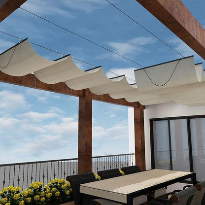 Windscreen4less 3' x 40' Retractable Sun Shade Canopy Cover Sliding Wave Shade by Windscreen4less