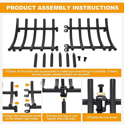 24 Inch Fireplace Grates of Metal, Solid Round Steel 3/4" Bar Grate for Fire Pit, Firewood Stove Log Holder Rack