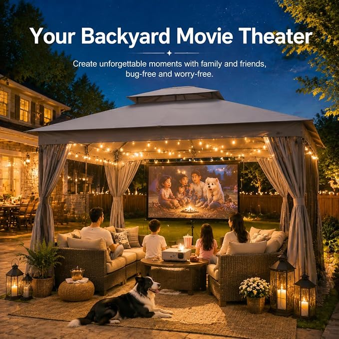 10'x12' Outdoor Gazebo, Metal Frame Heavy Duty Patio Canopy Tent Shelter - Image 3