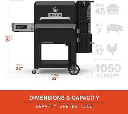 Masterbuilt Gravity Series 1050 Digital Charcoal Grill Smoker Combo + Cover Bundle