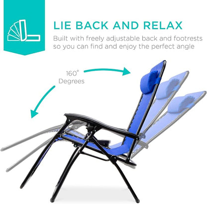 Best Choice Products Set of 2 Adjustable Steel Mesh Zero Gravity Lounge Chair - Image 4