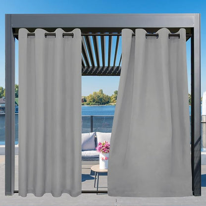 Easy-Going Outdoor Curtains for Patio 2 Panels, 54x84 inch, Light Grey | - Image 3