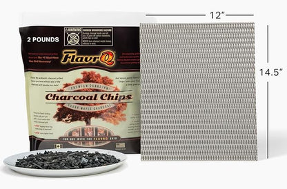 Starter Kit (Charcoal Grid and Charcoal Chips 2lbs) Convert Gas Grill to Charcoal in Minutes - All-Natural Hardwood Charcoal - Save time Compared to Cooking on Conventional Charcoal Grill.