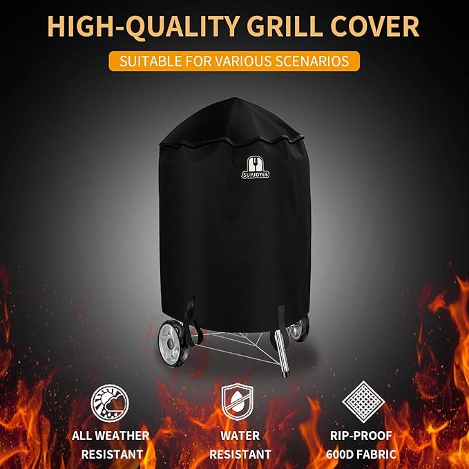 SUPJOYES Grill Cover for Weber Charcoal Kettle, 18 Inch BBQ Grill Covers, Heavy Duty Waterproof Barbecue Accessories