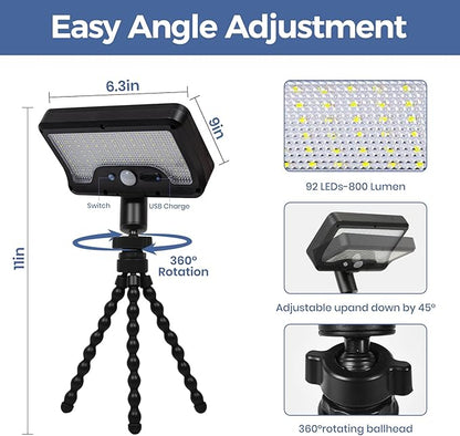 Solar Grill Lights for Outdoor Grill with 92 LEDs, 3 Motion Sensor Light Modes & Energy-Saving Desigh, 360° Adjustable Smoker BBQ Grill Accessories, Grill Gifts for Him Her Parents Husbands