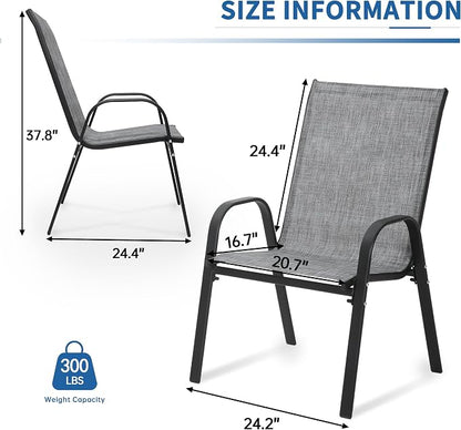 Patio Chairs Set of 4, Outdoor Stackable Dining Chairs | All Weather Textilene - Image 2