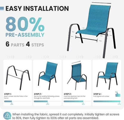 Patio Dining Chairs Set of 6, Stackable Dining Chairs High Back, Breathable - Image 8