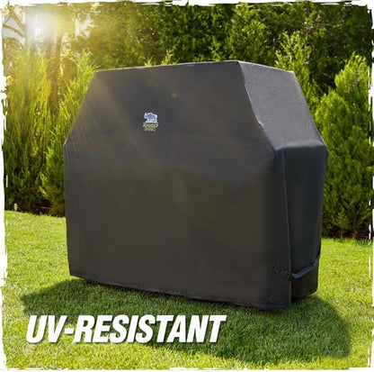 RUGGED RHINO 58 Inch Heavy Duty Grill Cover for Outdoor Grills, All Season Three Layer Waterproof UV Resistant Windproof Gas BBQ Covers, Compatible for Weber Char-Broil Pit Boss Traeger and More Black