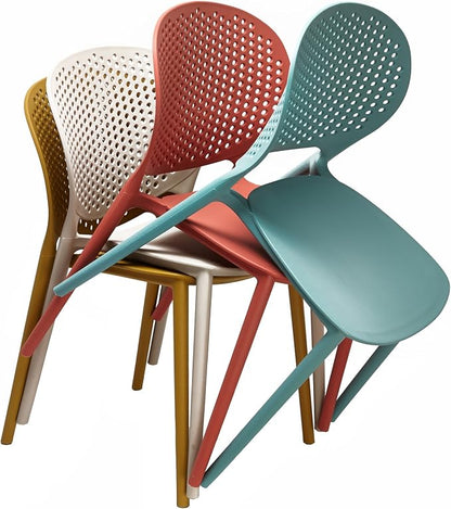 2xhome Set of 3 Patio Dining Chairs | Modern Stackable Outdoor Pool Side Chair - Image 4