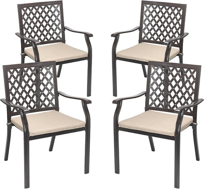 Outdoor Stackable Patio Metal Dining Chairs 4-Piece Set by Aoodor