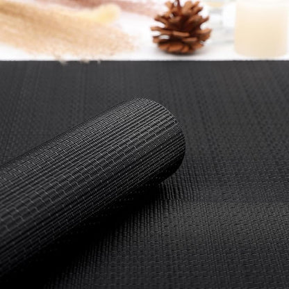 Myir JUN Table Runner, Vinyl Table Runner Indoor Arbitrarily Cropped Runner for Table Heatproof for Home Party (Black, 12 x 94 inch)