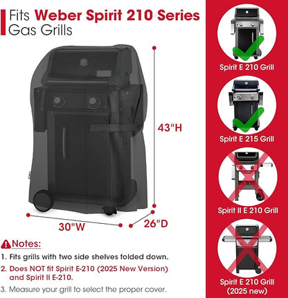 Unicook 30 Inch Grill Cover, Heavy Duty Waterproof 2 Burner Small BBQ Cover, Compatible with Weber Spirit 210 with Side Tables Down, Does NOT Fit Spirit II E-210 (Include 2025 Version) with Table Up